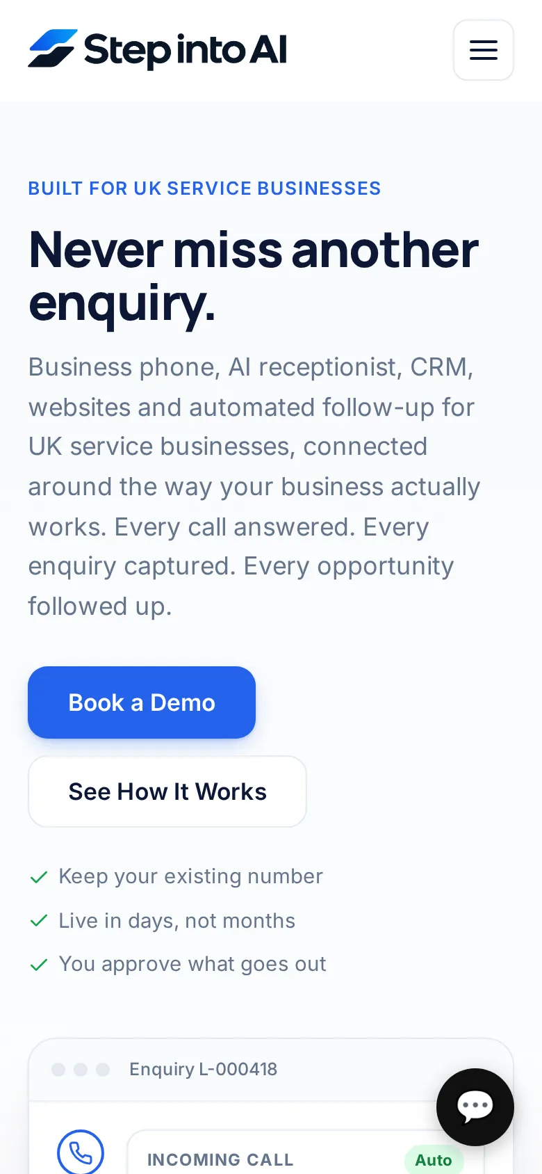 The Step Into AI homepage on a phone